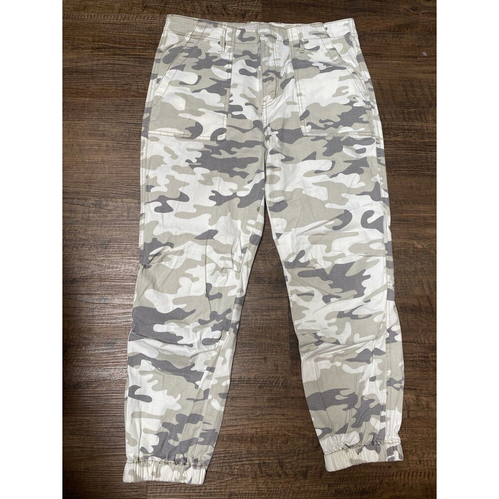 Tinseltown Pants Womens Size 9 Camo Elastic Ankle Cropped Stretch Cargo Jogger